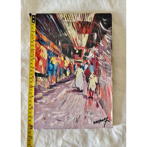 Late 20th Century Colorful Oil on Canvas "Moroccan Souk" by Artist Daghoury - Picture 9 of 12